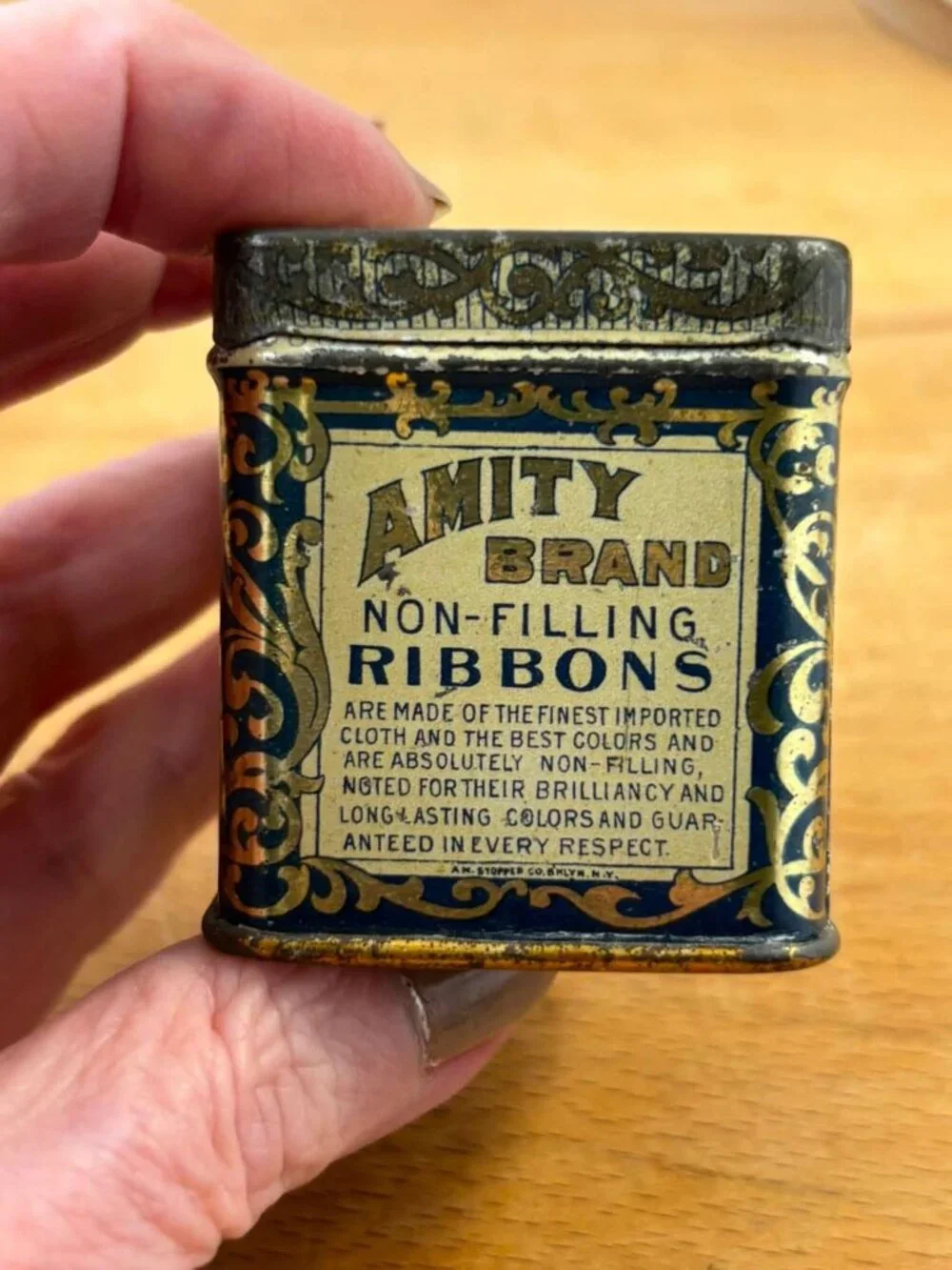 Vintage Amity Brand Typewriter Ribbon Tin Purple Copy New York USA - Picture 5 of 7